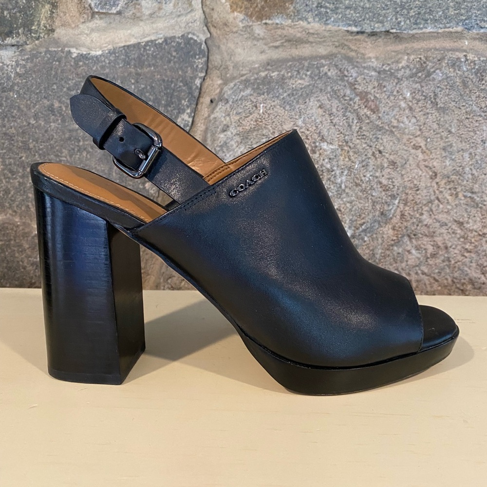 Coach black leather heels